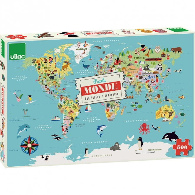 Vilac Puzzle Világtérkép 500 darabos