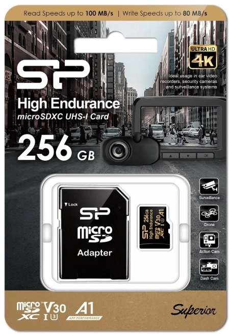 MikroSDXC memória kártya 256 GB nagy teherbírású