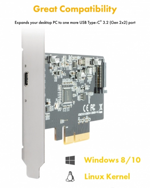 PCIe Type-C USB 3.2 vezérlőkártya