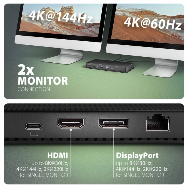 Axagon USB-C dokkolóállomás 12 az 1-ben USB4 HDMI Power Delivery-vel