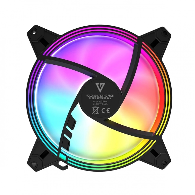 Csendes fekete ARGB ventilátor 140 mm-es fordított lapátokkal