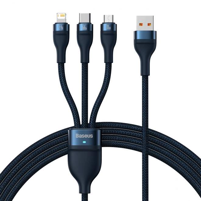 töltőkábel Baseus Flash Series USB-C + micro + Lightning 66W