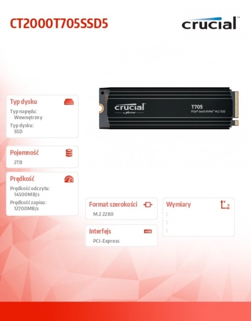 Crucial T705 nvme ssd meghajtó 2TB