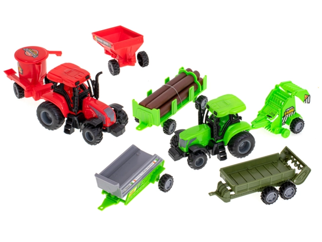 Két traktor cserélhető pótkocsikkal