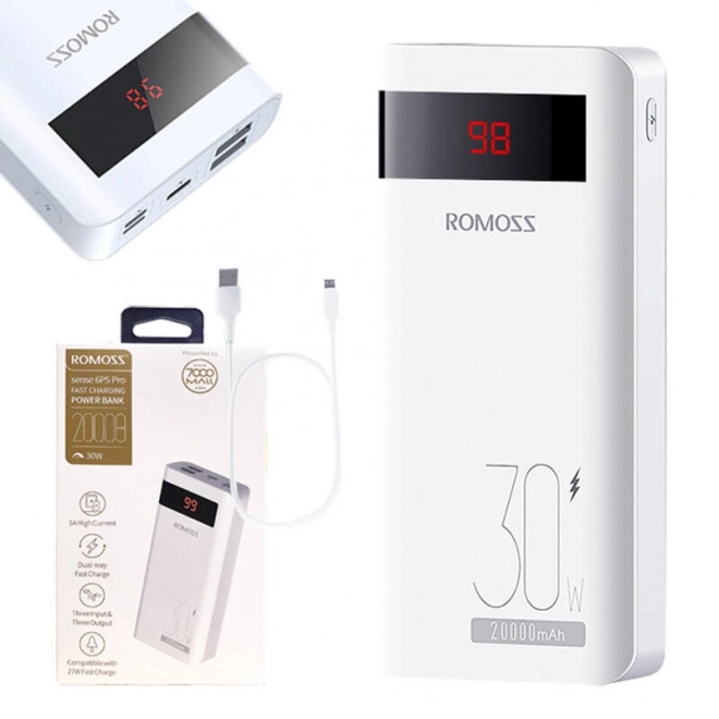 romoss sense6ps pro 20000mah fehér powerbank