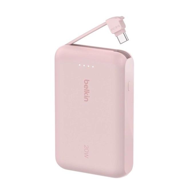 PowerBank BoostCharge 10 000 mAh 20W beépített C-kábel rózsaszín
