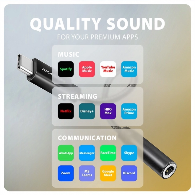 Axagon USB-C külső hangkártya 32bit DAC 3,5mm csatlakozóval