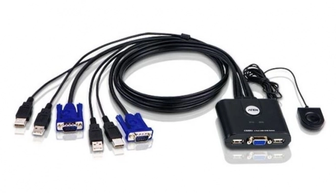 2 portos USB VGA kábel kapcsoló távirányítóval