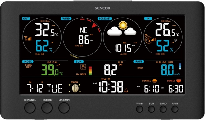 Professzionális WiFi METEO állomás LCD kijelző