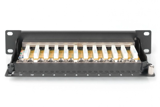 12 portos patch panel 10" kategória 6 S/FTP fekete