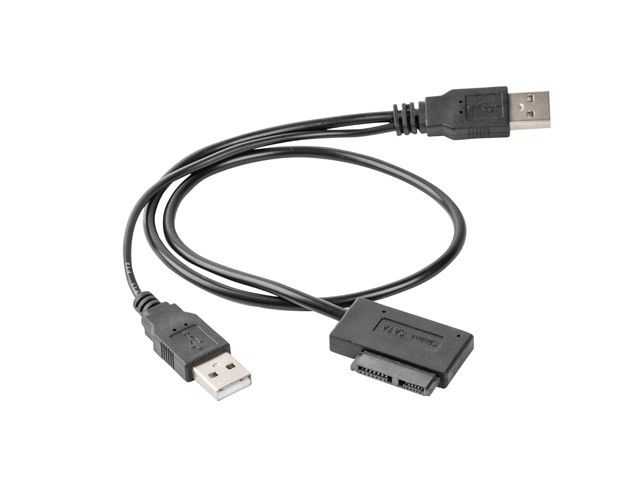 USB típusú férfi adapter + áramellátás SATA Slim SSD-hez kábelen