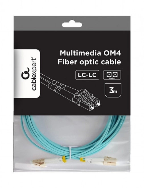 Duplex OM4 multimódusú optikai kábel LC/LC, 3m