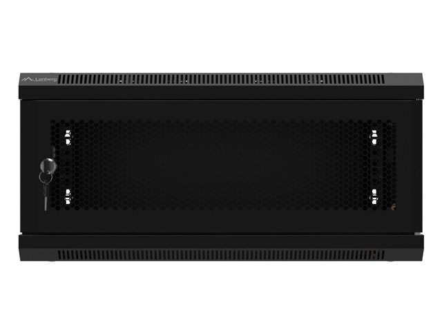Fali rack szekrény 19 inch 4U perforált ajtóval fekete