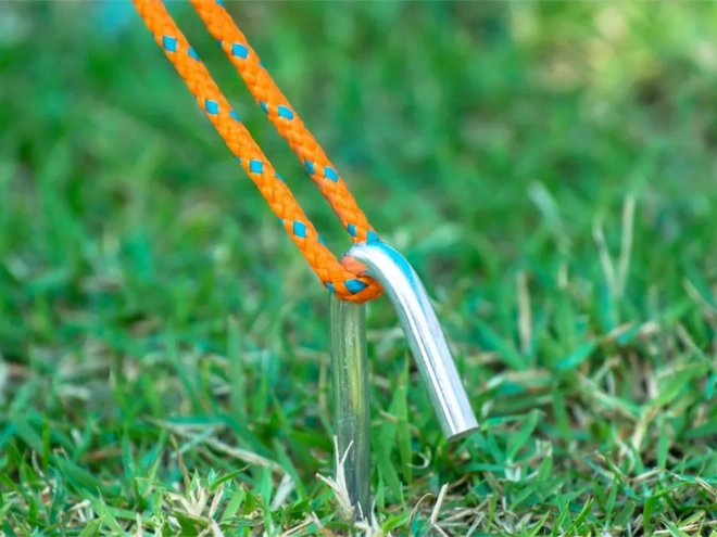 Acél sátorcövek készlet 24cm 10 darab akasztó és hurok