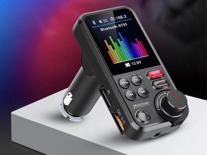 Bluetooth FM adó 5.0 autós kihangosító USB TF bass LCD