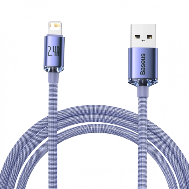 Baseus kristályfény usb-lightning kábel, 2.4A, 2m (lila)