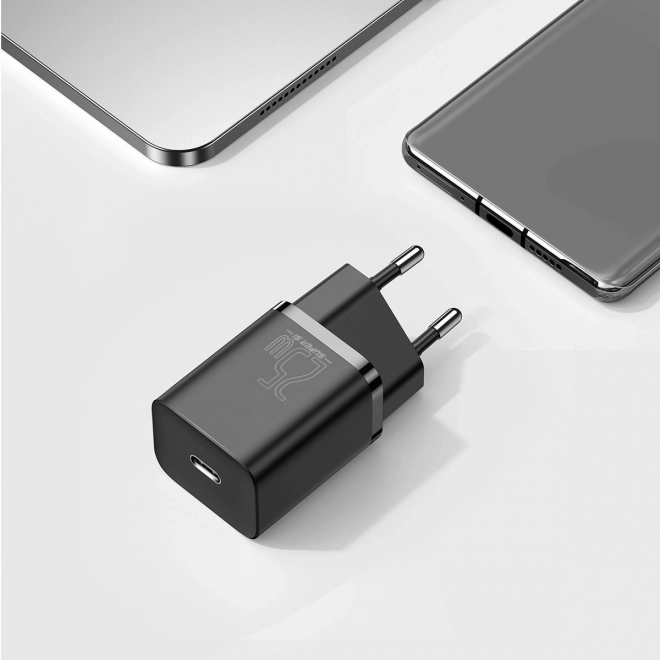 Baseus Super Si gyorstöltő 1C 25W USB-C kábellel 1m fekete