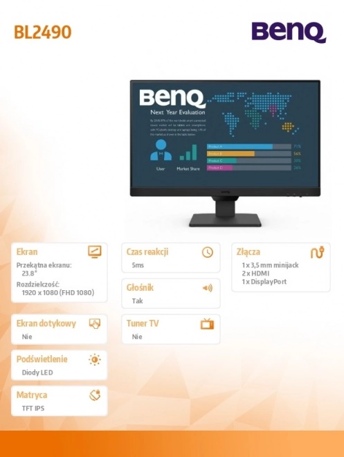 Monitor 23.8'' BL2490 LED IPS HDMI
