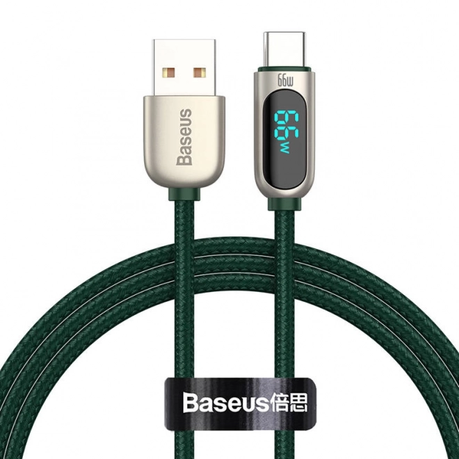 Baseus kábel kijelzővel USB-C típusú, 66W, 1m (zöld)