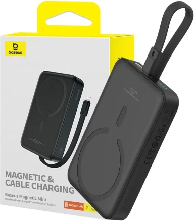 Baseus mágneses powerbank 10000 mAh MagSafe és 20 W gyors töltéssel (fekete)