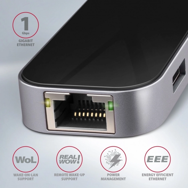 Axagon többportos USB-C hub 3x USB-A, HDMI, RJ-45, Power Delivery