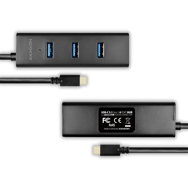 Négypórtós USB-C hub gyors töltéssel és microUSB táppal