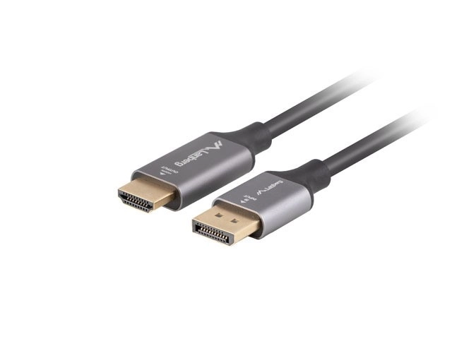 DisplayPort - HDMI kábel 4K, fekete-ezüst, 1m