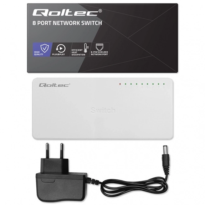 Qoltec 8 portos Fast Ethernet switch