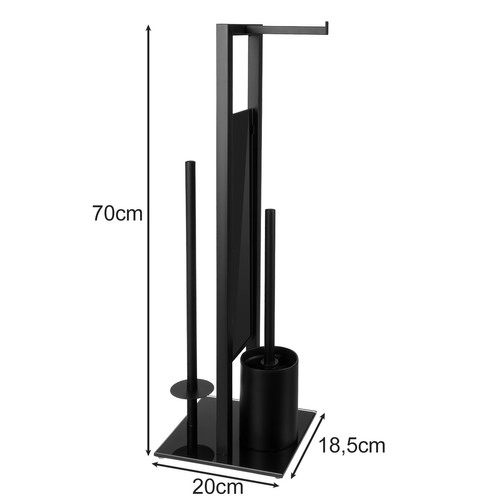 Fekete mat wc papírtartó és kefe egység