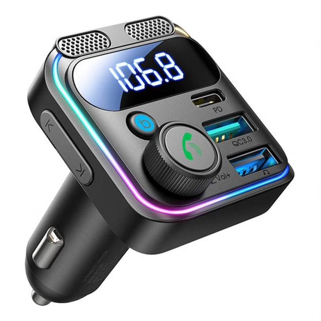 Autós FM Transmitter Joyroom Duál Mikrofonnal 48 W - Fekete