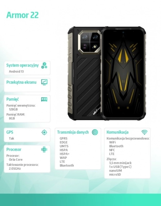 Okostelefon Armor 22 6,58" 8/128GB fekete