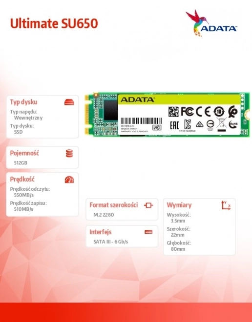 Adata su650 512gb m.2 ssd