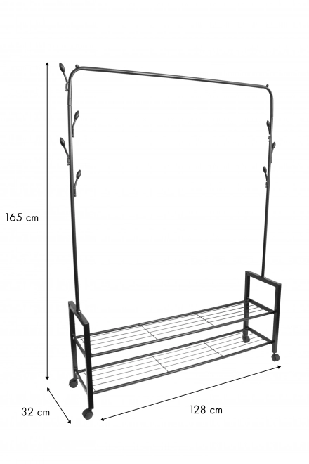 ModernHome ruhatartó állvány 2 polccal és kerekekkel