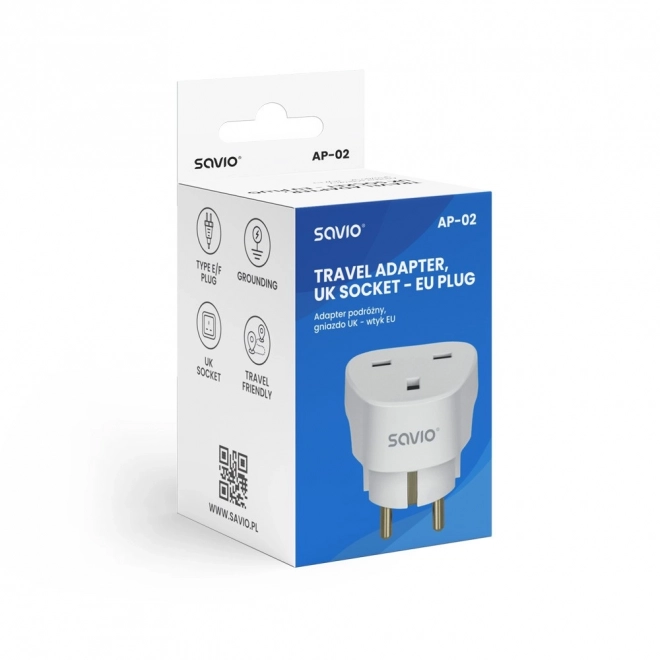 Utazó adapter UK-EU SAVIO