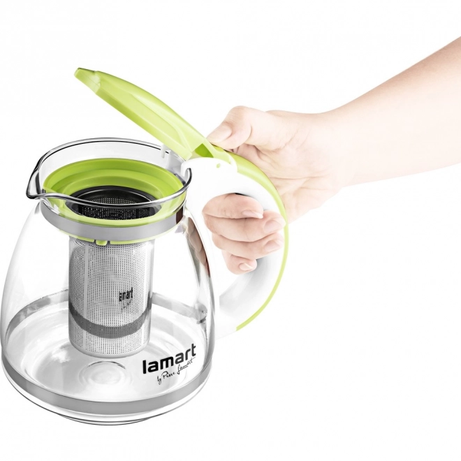 Zöld üveg teáskanna infúzióval 1,5L