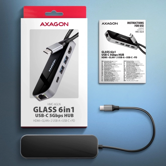 Axagon HMC-6GLN USB hub 6 az 1-ben