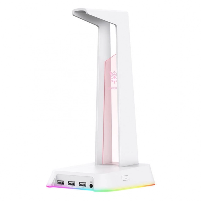 Onikuma fehér fejhallgató tartó RGB világítással
