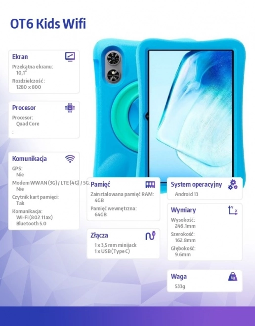 Zöld gyerekeknek szánt 10 hüvelykes tablet Wifi-vel