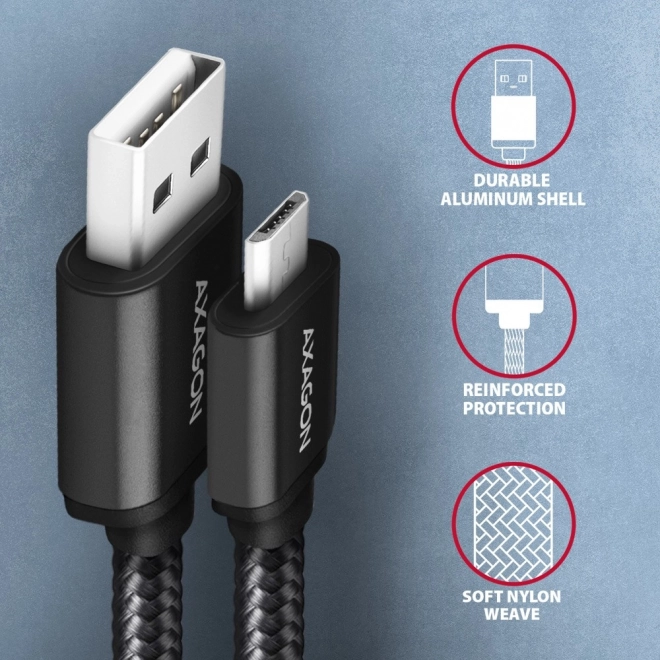 Kábel MicroUSB - USB-A, 1.5 méter, USB 2.0, 2.4A, prémium minőség