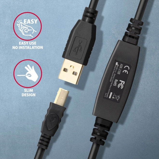 Axeagon aktív USB 2.0 hosszabbító kábel 10m