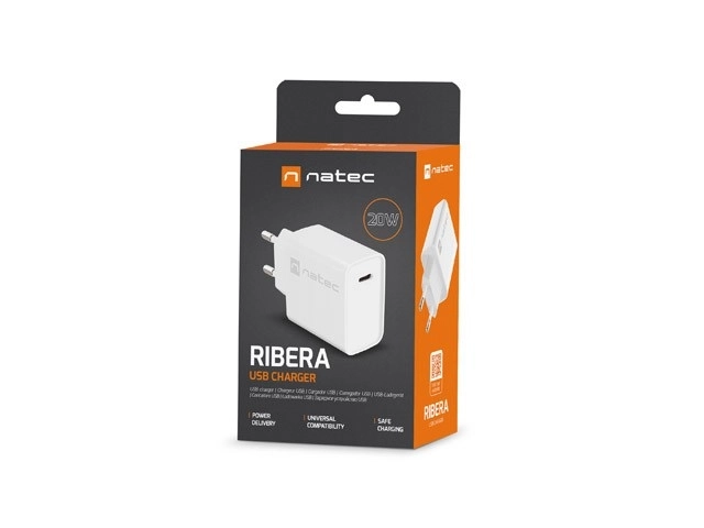 Fehér USB-C gyors töltő 20W Natec Ribera