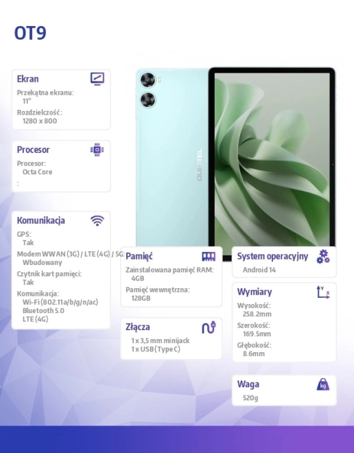 Tablet OT9 11 4/128GB zöld