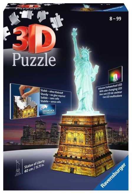 Ravensburger 3D Szabadság-szobor Puzzle - Éjszakai Kiadás, 108 Darab