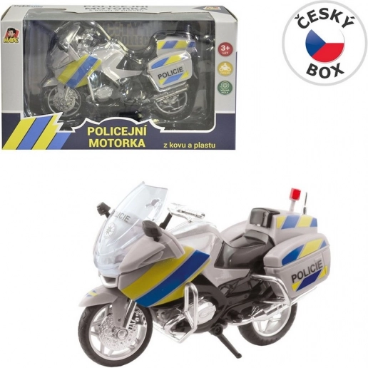 Rendőrségi motorkerékpár, fém, 18 cm, ezüst