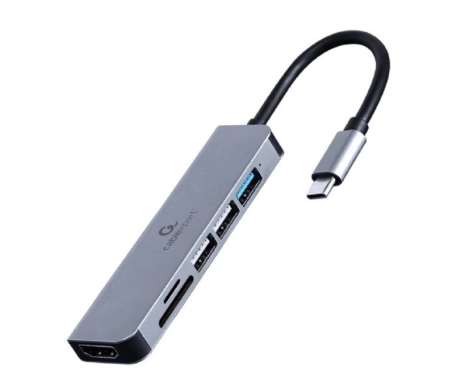 Többportos USB-C adapter 6 az 1-ben, HDMI, USB 3.1, USB 2.0, kártyaolvasó