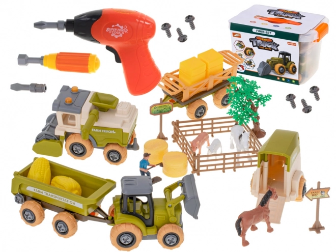 Gyermek traktor és farm készlet játékszett