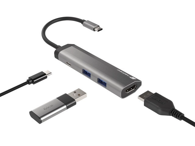 Natec fowler slim többportos dokkoló USB-C PD, 2x USB 3.0, HDMI 4K