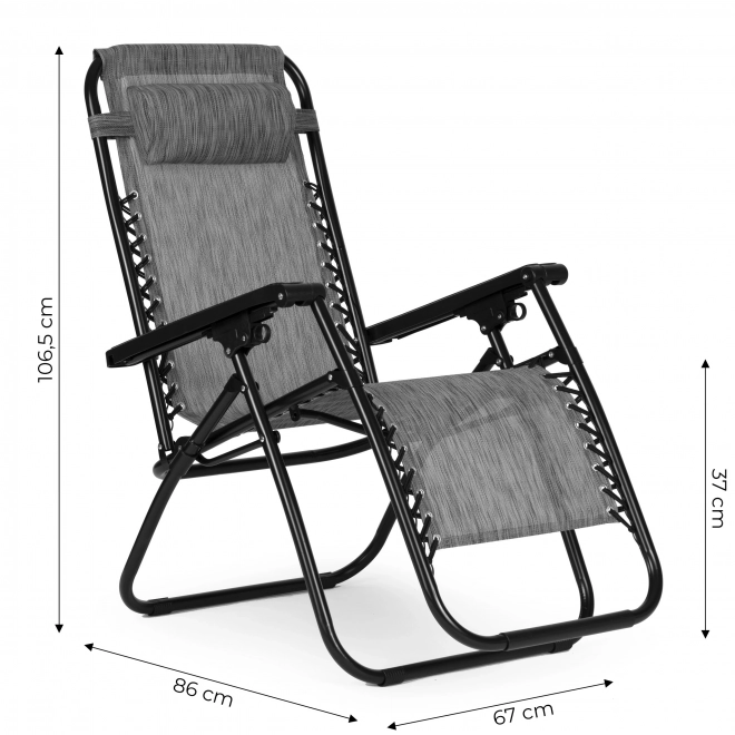 Kerti szék állítható háttámlával - szürke zero gravity modernhome