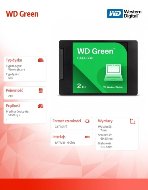 WD Green SSD 2TB 2,5" SATA meghajtó