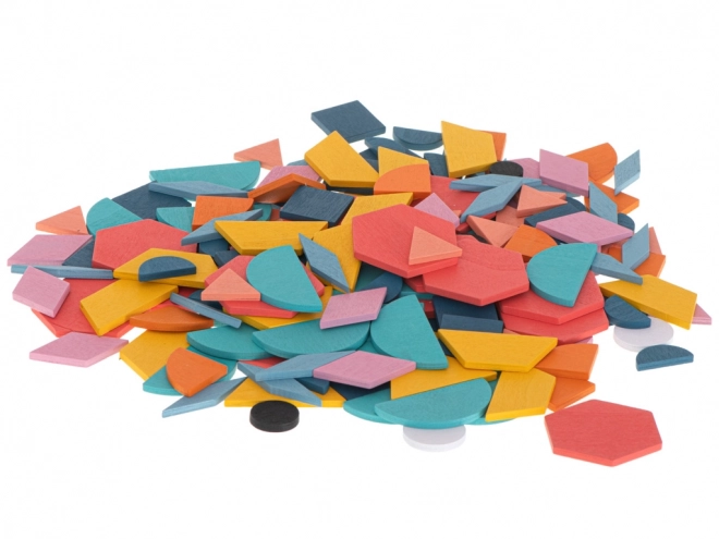 Montessori színes tangram fa kirakó 180 darab